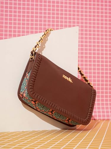 Image of ZOUK Small Shoulder Bag Bag for Women | Stylish Vegan Leather Shoulder Bag with Gold Chain Handle | Water-Resistant | Chic & Handcrafted Purse |