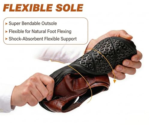 Image of UIKGITP Men's Summer Working Business Dress Sandals Huaraches para Hombres Fisherman Synthetic Leather Walking Office Breathable Oxfords