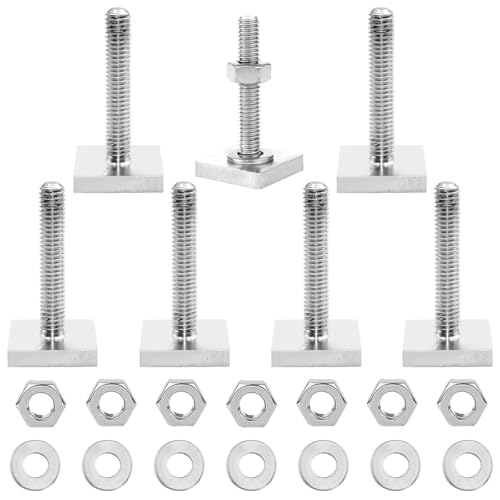 7 Pieces T Track Bolts M6,Stainless Steel Roof Rack Bolts,T Bolts for T Track,T Nut Adaptors Bolt with Spacers and Nuts,Square Sliding Blocks for Fastening Ski, Bicycle & Water Sports Equipment