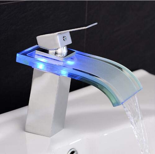 Robinet cascade de salle de bain LED anti-éclaboussures en laiton