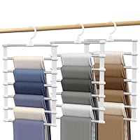 3 Pack Trouser Hangers Space Saving, Multifunctional Closet Organizer 360° Rotatable Wardrobe Organiser Holder 6-layer Pants Hangers for Skirt Jeans Scarf Towel