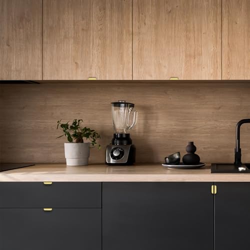 Image of Ravinte Hardware Gold Cabinet Handles Finger Edge Pulls 3 Inch CC 12 Pack | Low-Profile Finger Grip, Cabinet Door Edge Mount, Smooth Handle Shape, 5.9 Inch (150mm), For Drawers, Cupboards, Kitchen