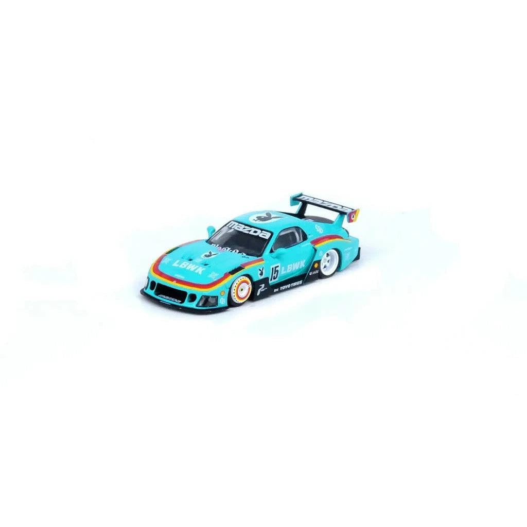 RX7 (FD3S) LB-Super-Silhouette RHD (Right Hand Drive) #15 Light Blue with Stripes 1/64 Diecast Model Car IN64-LBWK-RX7-03