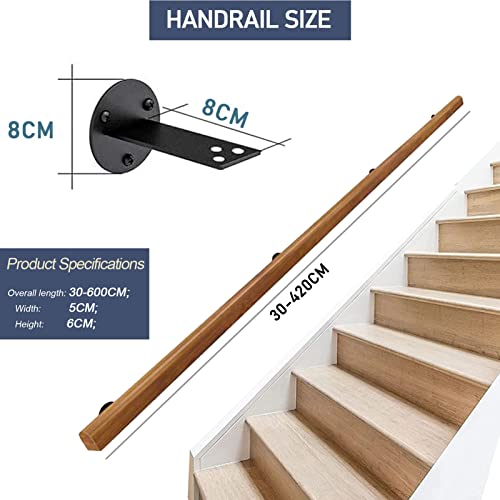 Rambarde en bois escalier intérieur extérieur avec support mural de 240cm