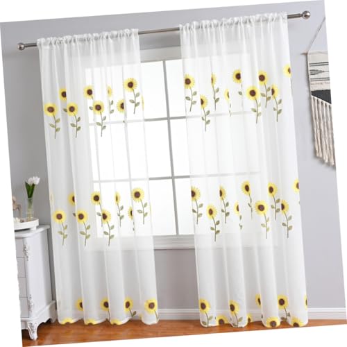 Cortina semitransparente para dormitorio SOIMISS de poliéster y gasa con bordado decorativo floral 7