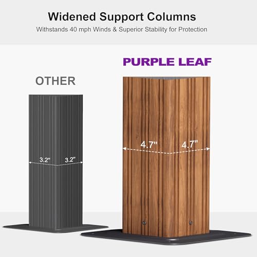 PURPLE LEAF 10' X 12' Outdoor Hardtop Gazebo for Patio Galvanized Steel Double Roof Permanent Canopy Teak Finish Coated Aluminum Frame Pavilion Gazebo with Netting - Image 4