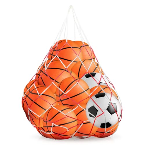 SHENLIU Ballnetz für 10 Bälle Große Tasche Ballsack mit Kordelzug Balltragenetz Ball Carry Net für 1015 Bälle Mehrzweck Balltasche Netz Sport Netztasche Fußball Basketball Volleyball Rugbyball