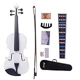 Juarez Legnò Full Size 4/4 Violin Kit, JRV100WH with Bow, Rosin, Fretboard Sticker, Mute, Bridge, Oblong Case, White