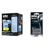 Braun Series 7 70S Electric Shaver Head Replacement Cassette & Braun Clean Renew Refill Cartridges CCR, Blue, 3 Count