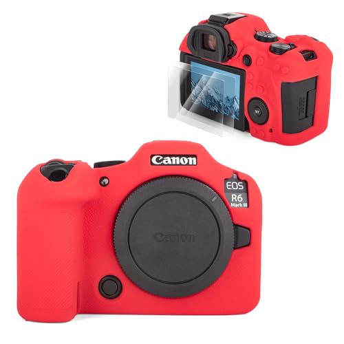 Funda de silicona Canon EOS R6 Mark III con protectores de pantalla Rieibi antideslizante