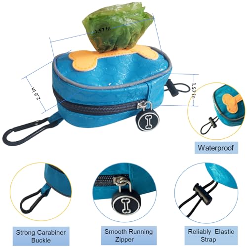 Image of Poop Bag Holders for Leashes,Elastic Cord Dispenser Pouch and Zipper,Carabiner,Lightweight Splash Proof Fabric,Doggie Poop Bags Rolls for Leash,Convenient Water Clean,Poop Bags Excluded