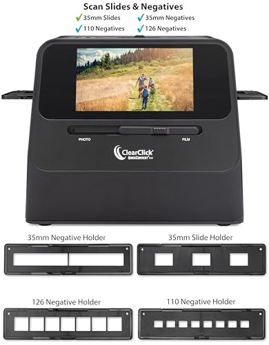 ClearClick QuickConvert 2.0 Photo, Slide, and Negative Scanner - Scan 4x6 Photos & 35mm, 110, 126 Film - No Computer Required - 22 MegaPixels
