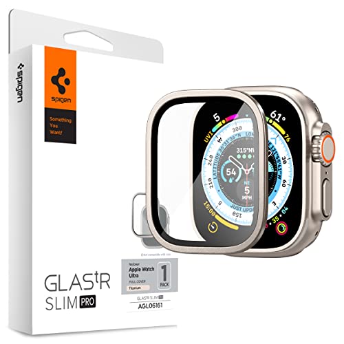 Image of Spigen Glas.Tr Slim Pro Tempered Glass Screen Protector Guard For Apple Watch Ultra (49Mm) / Apple Watch Ultra 2 (49Mm) - 1 Pack (Titanium) for Smartwatch
