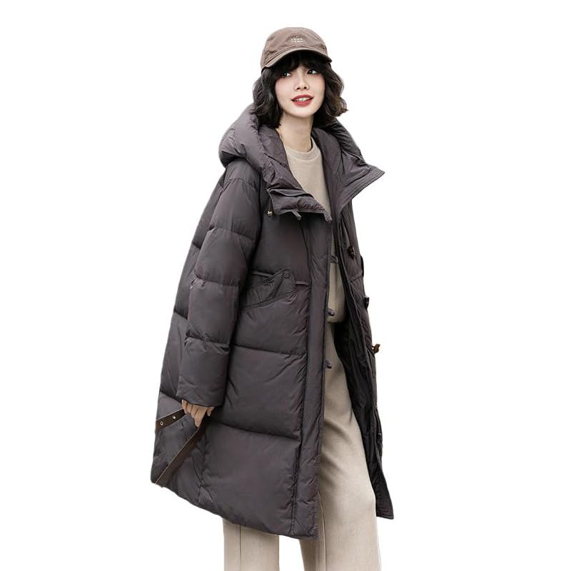 Veste d'hiver mi-longue à capuche pour les sorties en ville et le froid
