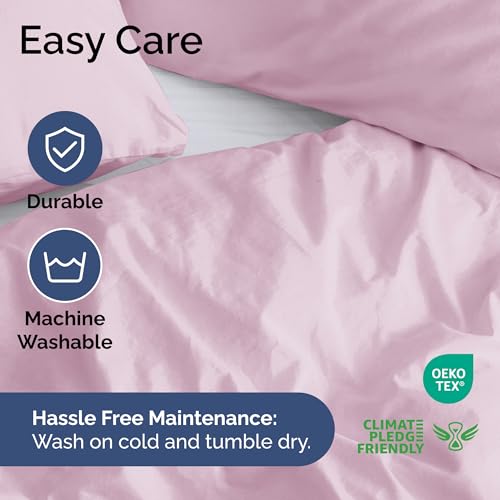 Image of Duvet Cover Full Size Set - Extra Soft Full Duvet Cover 80 inch x 90 inch with 2 Pillow Shams for Women, Men, Kids & Teens - Hotel Luxury, Easy-Care w / Zipper Closures & Ties - Comfy & Breathable (Light Pink)