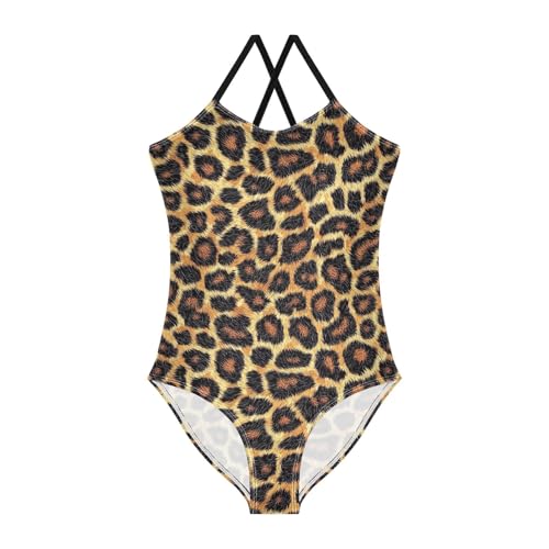 ZZKKO Leopard Print Girls Swimsuit One Piece Bathing Suit for Baby Girls' Swimwear 3T