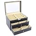 MONIPA Eyeglasses Storage Box 24 Grid 3 Layer Sunglasses Organizer Sunglasses Display Box Carbon Fiber Eyeglasses Holder, Sunglass Glasses Case Organizer Multiple Sunglass Collection Holder