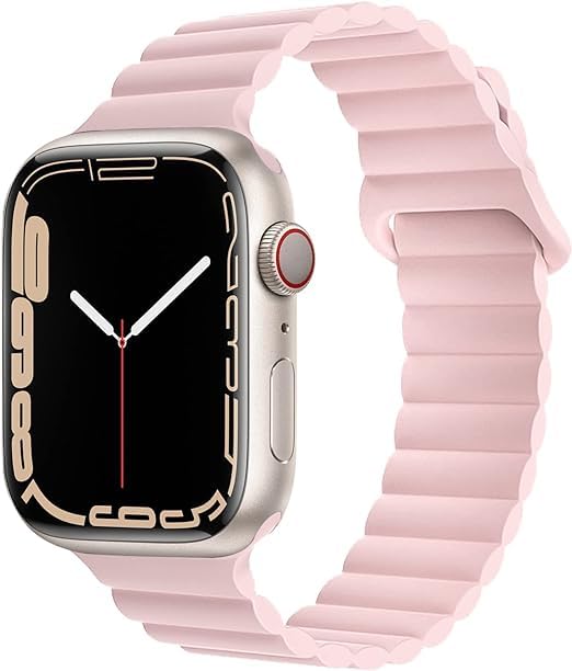 Image of Silicone Magnetic Band Compatible with Apple Watch 38mm 40mm 41mm 42mm 44mm 45mm 49mm, for Series Ultra 9 8 7 SE 6 5 4 3 2 1 Women Men |Watch Not Included (Pink, 38mm /40mm /41mm)