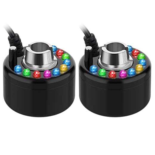 2 Pcs Mist Maker Fogger Small Ultrasonic Fog Machine Fountain Halloween Cauldron Mister Fogger Water Garden Pond Foggers Air Humidifier with 12 LED Light Flashes for Party (Light, Plastic)
