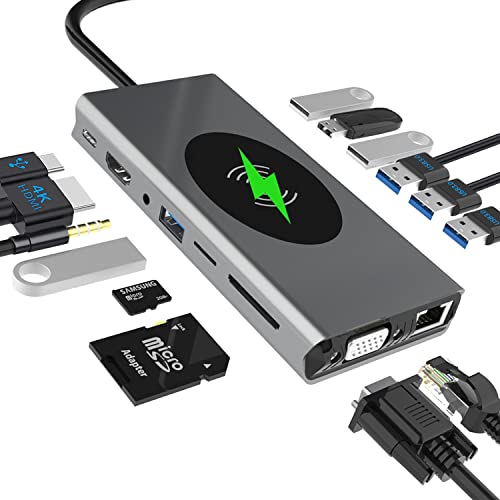 Aippdo Usb C Docking Station Dual Monitor For Dell/Hp/Lenovo/Surface Laptop,15 In 1 Usb C Hub Multiport Adapter Dongle,With Hdmi, Displayport, Ethernet,Sd/Tf,Usb C/A Ports,Pd,Mic/Audio #TOP22