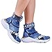Jeans Sports Shoes, Handmade Women's Sports Shoes, Blue Jeans Embroidered Sports Shoes, Women's Sports Shoes, Birthday gift (Blue, 8)
