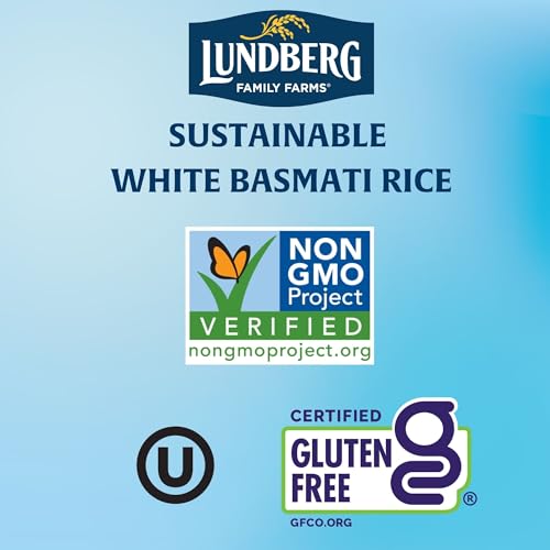 Image of Lundberg Basmati Rice, Long Grain White - Non-Sticky, Fluffy, Nutty, Vegan Food, Healthy Meals, Gluten-Free Rice Grown in California, 32 Oz