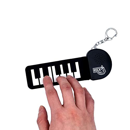 Rock and Roll It - Micro Piano. Real Working & Playable Piano Keychain. Hang on a Backpack & Play Anywhere! Mini Size Black/White Finger Piano Pad. Tiny Silicone Electronic Keyboard. Battery Included