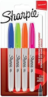 Sharpie Permanent Markers | Fine Point | Fun Colours | 4 Count