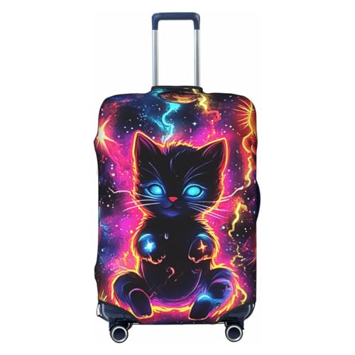 Space Cat Print Travel Luggage Cover Elastic Baggage Protector Fits 29-32 Inch Luggage