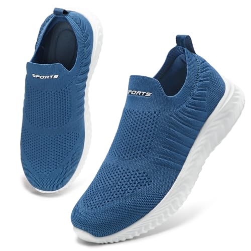 HKR Zapatillas cómodas para caminar con espuma viscoelástica para mujer, azul vaquero, 41 EU