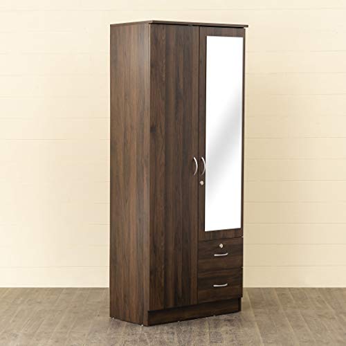 Image of Home Centre Lewis 2-Door Wardrobe with Mirror - Brown (Engineered Wood)