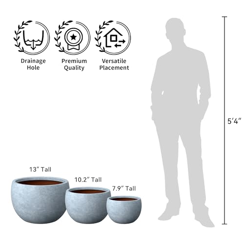 Kante Modern Home Minimalist 11.8" Dia Blue Gray Concrete Bowl Planter by Kante - Used condition - Image 4