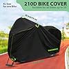 Topcrown Bike Cover Waterproof Outdoor Storage for 1/2/3 Bikes, Bicycle Cover Rain Sun UV Dust Wind Proof with Storage Bag for Mountain Road Bike/Ebike (210D Black+Green, XL Size for 1 bike) #1
