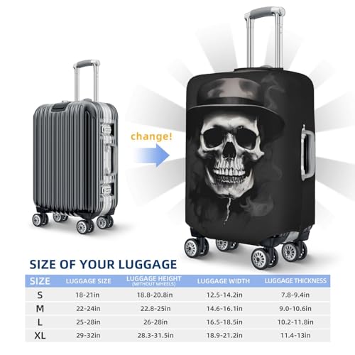 VOSERY Travel Luggage Cover - Black White Hat Skull Washable Suitcase Covers Protector Fits 18-32 Inch Luggage4