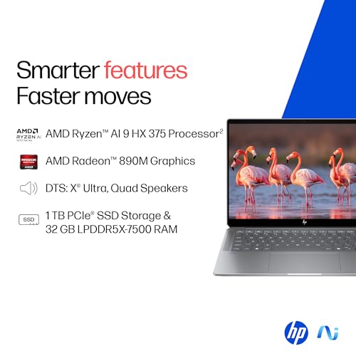 Image of HP OmniBook Ultra AMD Ryzen AI 9 HX 375 Next Gen AI Laptop,(32GB-LPDDR5X Ram,1TB SSD)2.2k Anti Glare 400 Nits, 14'' /35.6cm,W11+M365+Office24 with Copilot, FPR, Silver,1.57kg,9MP IR AI Camera, fd0009AU