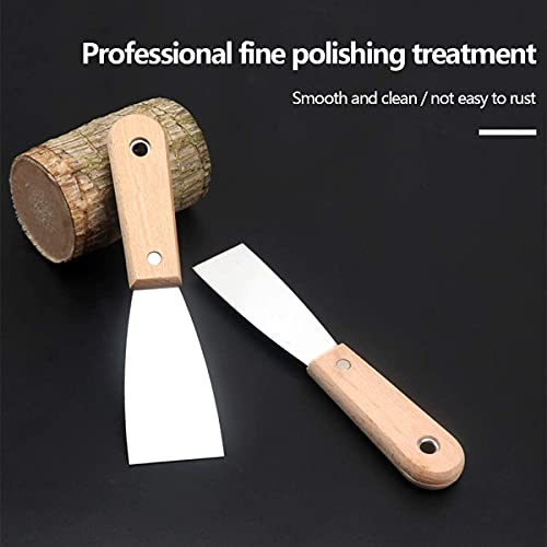 Image of DARIT 6 PCS 1.5 inch, 2 inch, 3 inch, 4 inch, 5 inch, & 6 inch Putty Knife with Wooden Handle Paint and Wall Flexible Scraper Carbon Steel Drywall Taping Spreading Scraping Tool 1set(PACK OF)