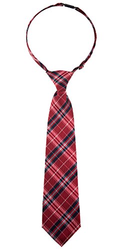 Retreez Jongens Geweven voorgebonden stropdas modieus plaid geruit, rood en marineblauw, 4-7 Jaar