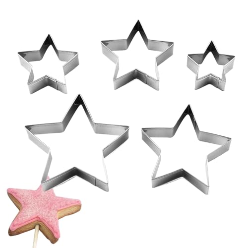 Cortador de galletas de estrella | Moldes de fondant para baby shower | Cortadores de hornear de acero inoxidable, cortadores de galletas, moldes de estrella de puntas, cortadores de verduras