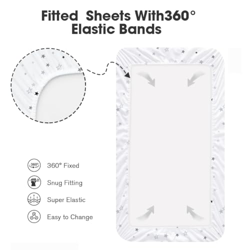 Image of Bimocosy Crib Sheets 4 Pack, 52 inch x 28 inch Baby Fitted for Boys & Girls | Breathable & Snug Fit, Soft Toddler Bed Sheets for Standard Crib Mattress, Nursery & Daycare Essentials