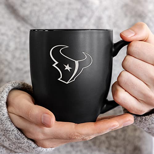 Image of Rico Industries NFL Football 15oz Personalized Laser Engraved Matte Black Ceramic Bistro Mug - For Hot or Cold Drinks