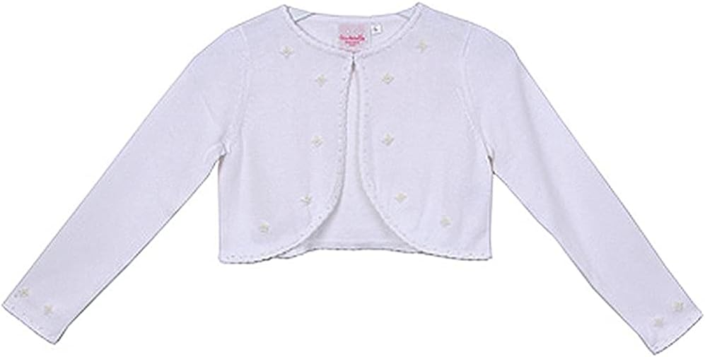 iGirlDress Girl's White Satin Organza Short Sleeve First Communion Flower Girl Bolero Shrug Jacket Size 2-16