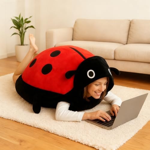 Wearable Ladybug Pillow Cute Warm Sleep Wearable Plush Verwijderbaar