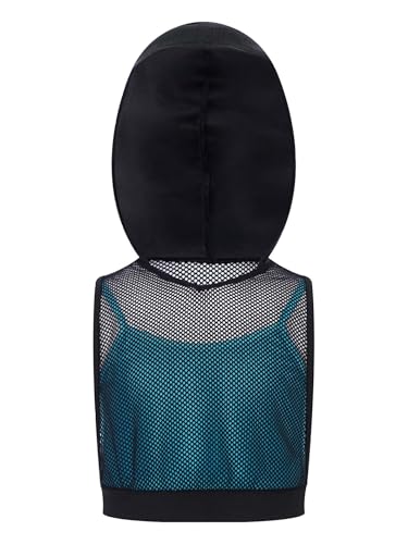 Kids Girls Crop Tank Top Mesh Hoodie Build-in Camisole Jazz Hip Hop Dance Top Casual Daily Wear