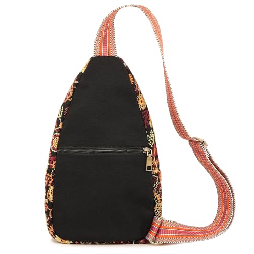 Image of SILKAREA Vintage Embroidered Floral Ethnic Backpack for Women Handbag Shoulder Bag Mini Travel Purse (Embroidered Yellow)