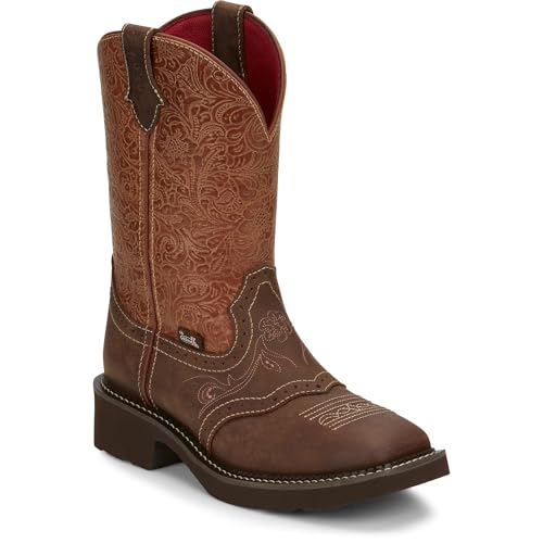 Justin Womens Starlina 11 Gypsy Cowgirl Boots - Embossed Leather Square Toe Comfortable J-Flex System Stylish & Durable Tan - 8.5 B