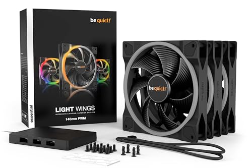 Image of be quiet! Light Wings 140mm PWM Low Noise Premium ARGB Cooling Fan | 4-Pin | 3-Pack | Black | BL078