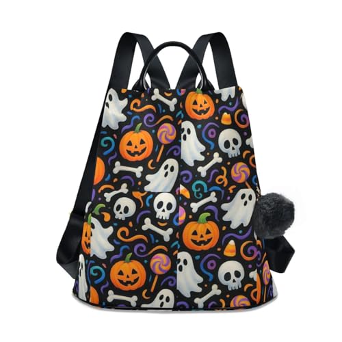 Sac à dos fantômes avec compartiment zippé au dos et pompon gris