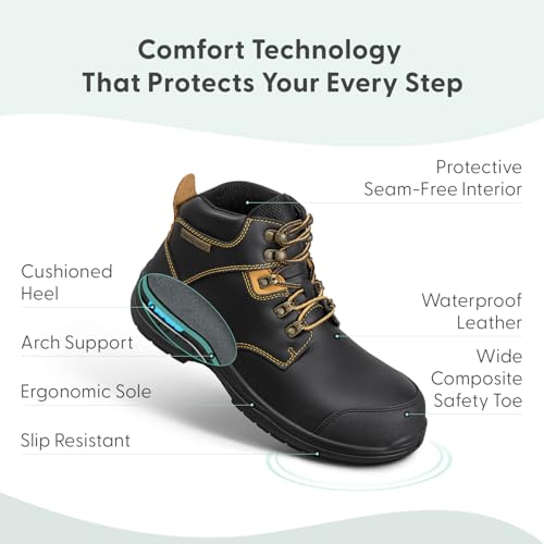 Orthofeet Men's Orthopedic Leather Granite Waterproof Work Boots3