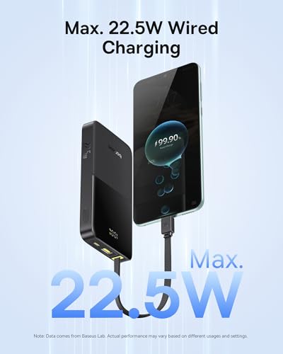 Power Bank Baseus 10000 mAh con cable integrado de carga rapida 5