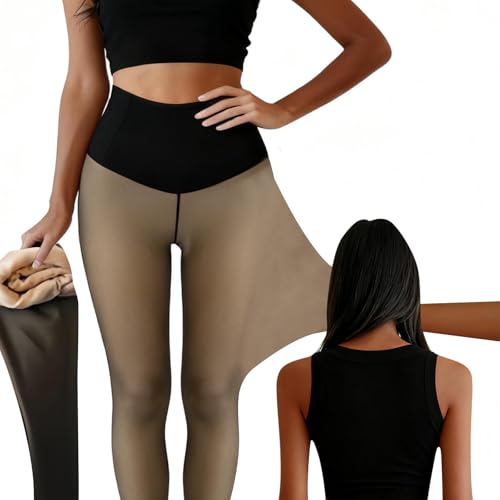 Irazia Fleece Lined Leggings Women's Fleece Lined Tights Sheer Look High Waist Thermal Leggings Winter Pantalones De Cintura Alta Para Mujer Dressly Capsule Wardrobe for Women Over 60 - image 2